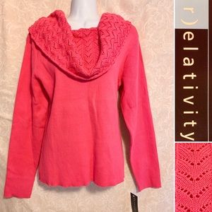 NWT Relativity Pointelle Cowl Neck Sweater